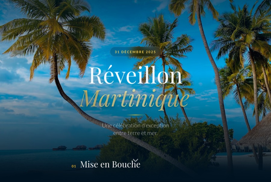 La page menu de Martinique Prestige